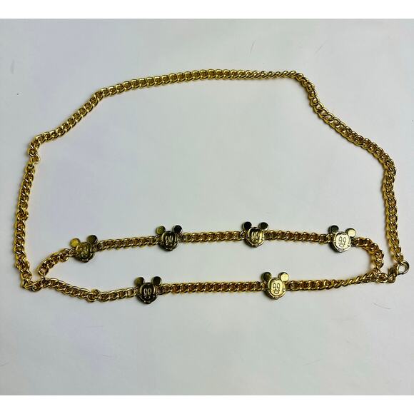 Vintage Mickey Mouse Disney Adjustable Chain Belt Glentex New York Gold Tone 42" - Picture 13 of 16